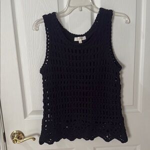 NWOT Black Crochet Sleeveless Top a diva size small